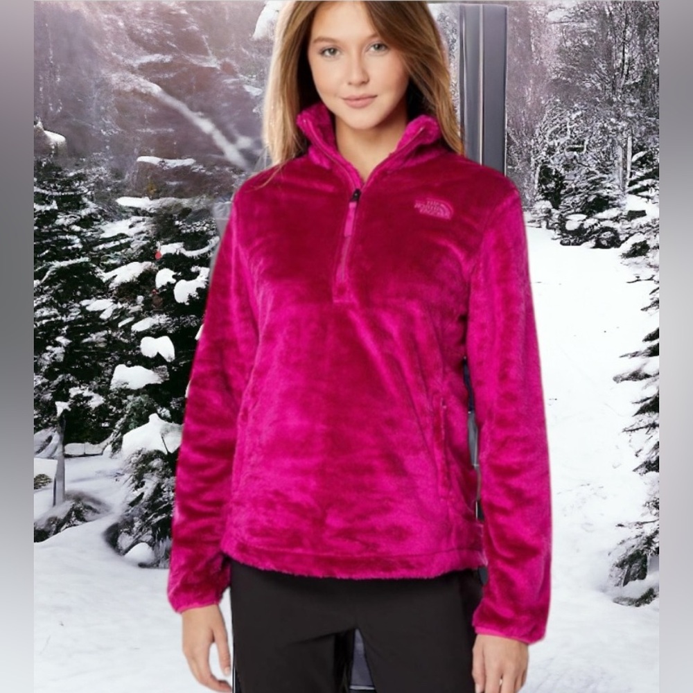 North Face - Bright Cranberry Color Half Zip